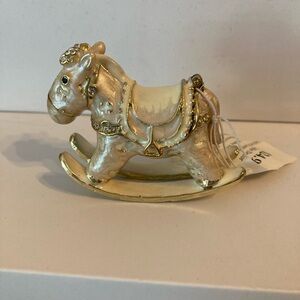 Gold and Cream Rocking Horse Figurine Trinket
